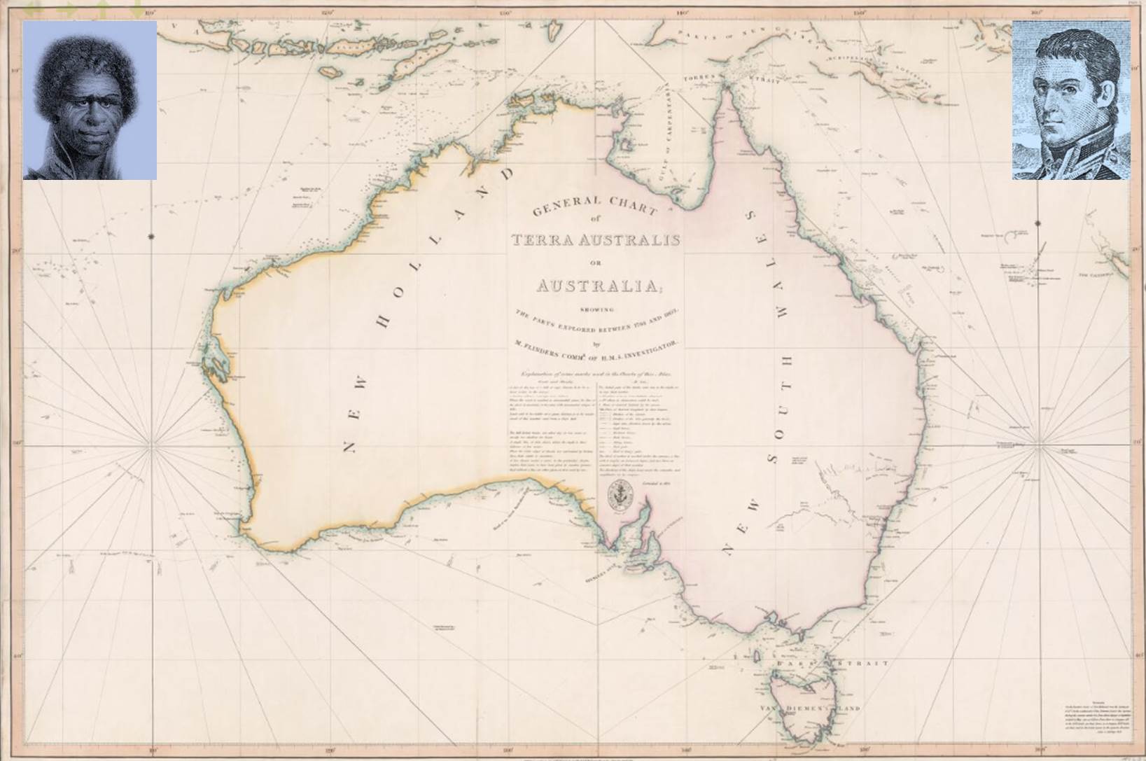 Flinders and Bungaree superimposed on Australia map